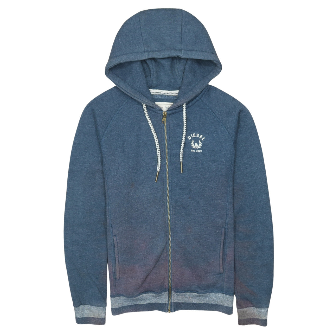 Mens UK Size S Diesel Blue Full Zip Hoodie