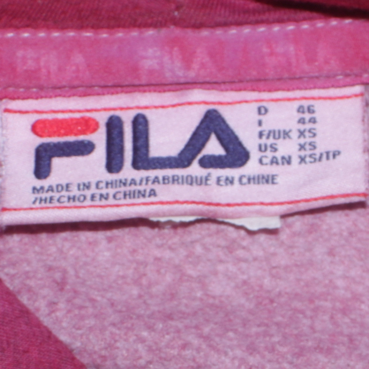 Womens UK Size XS FILA Red Pullover Hoodie