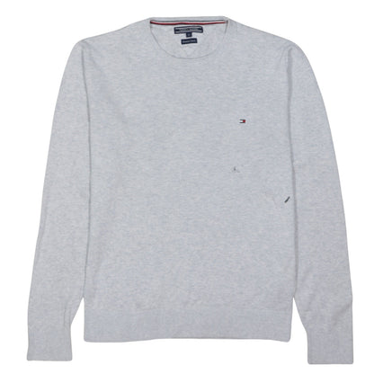 Tommy Hilfiger Men's Grey Cotton Crew Neck Jumper Size M