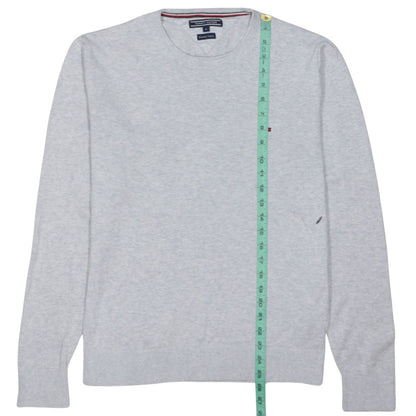 Tommy Hilfiger Men's Grey Cotton Crew Neck Jumper Size M