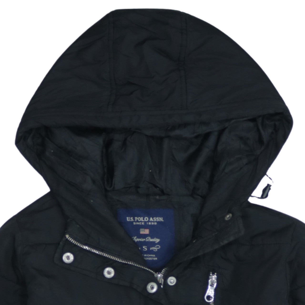 U.S. Polo Assn. Men's Black Hooded Puffer Jacket Size S