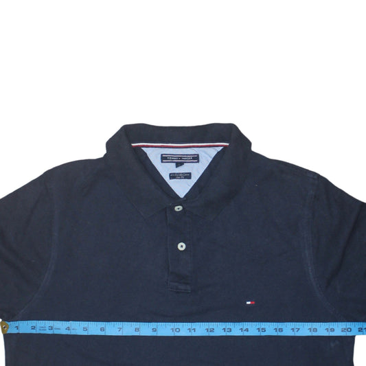 Tommy Hilfiger Men's Navy Blue Slim Fit Cotton Polo Shirt L
