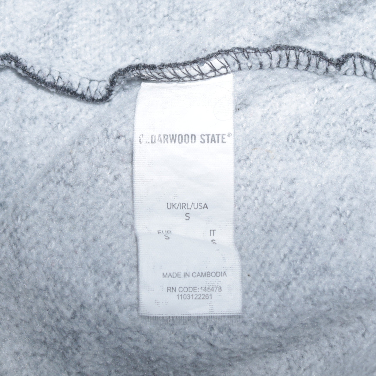 Mens UK Size S Cedarwood State Grey Full Zip Hoodie