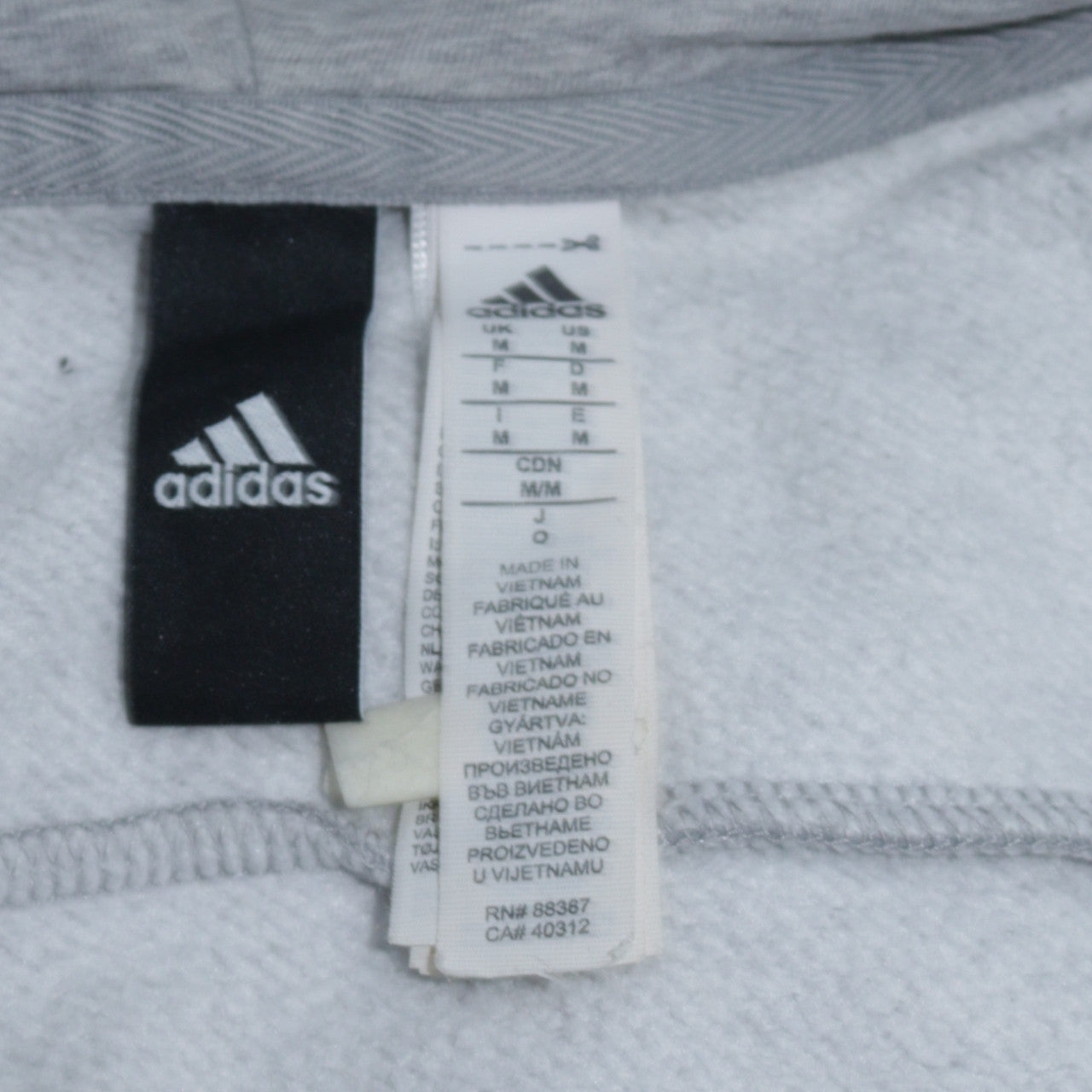 Mens UK Size M adidas Grey Full Zip Hoodie