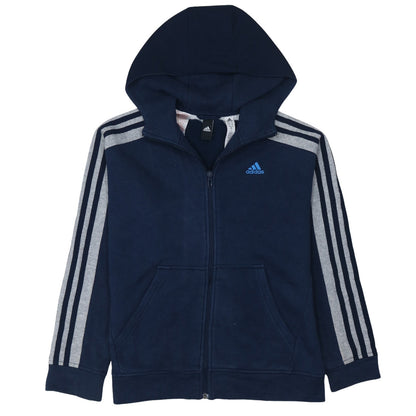 Adidas Boys Navy Blue Full Zip Hoodie Size 11-12 Years Cotton Blend