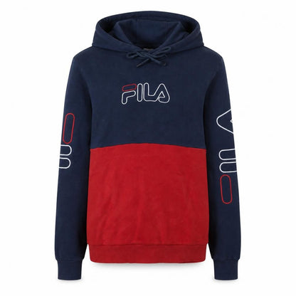 Fila Womens Navy Red Pullover Hoodie Small Hooded Logo Casual