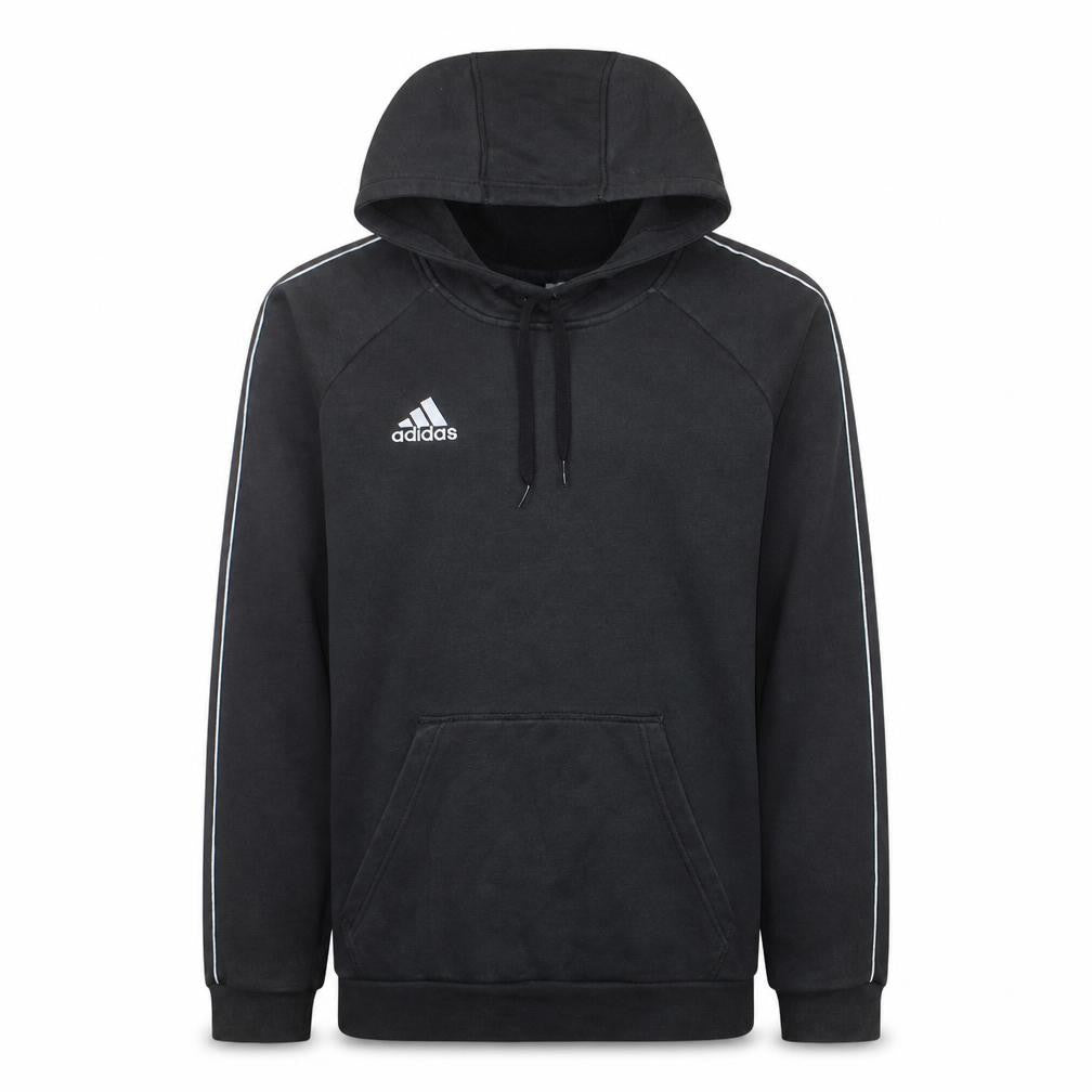 Front view of Adidas Men's Black Pullover Hoodie M Sports Fleece Regular Fit
