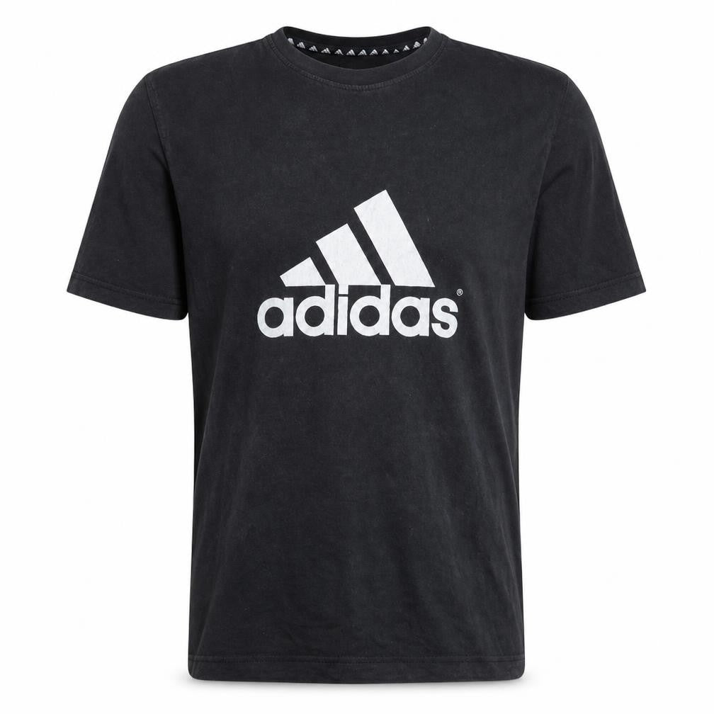Front view of Adidas Men’s Black Logo Sports Graphic Cotton T-Shirt L