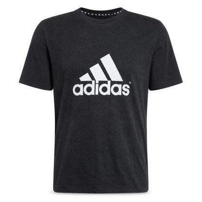 Front view of Adidas Men’s Black Logo Sports Graphic Cotton T-Shirt L