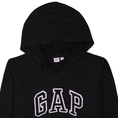 GAP Girls Black Pullover Hoodie L Embroidered Logo Casual Fleece