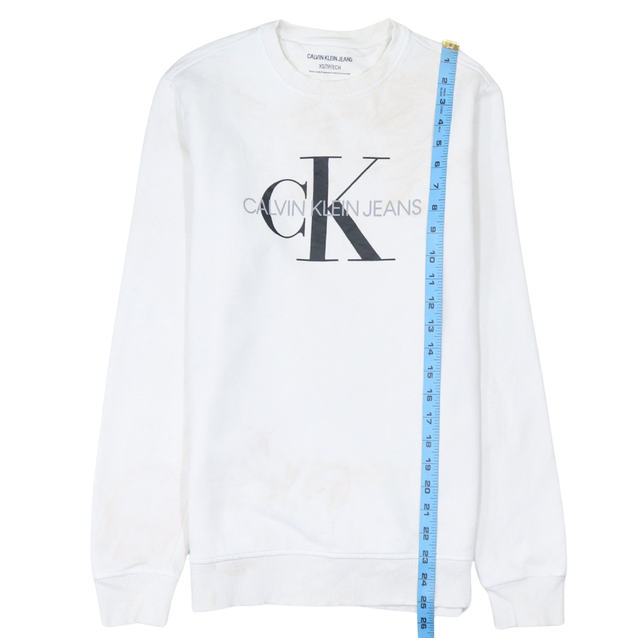 Mens UK Size XS Calvin Klein Jeans White Pullover Sweatshirt