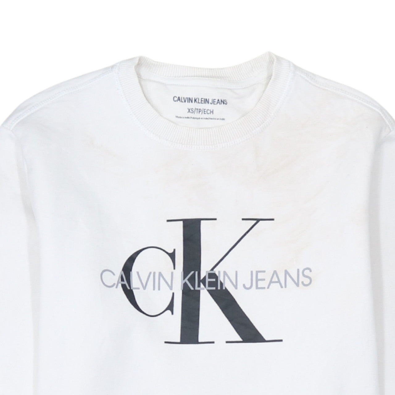 Mens UK Size XS Calvin Klein Jeans White Pullover Sweatshirt