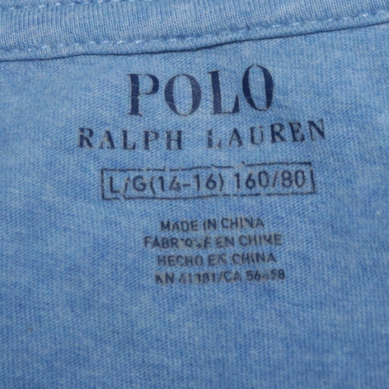 Ralph Lauren Boys Blue Cotton Crew Neck T-Shirt Size 14-16 Years