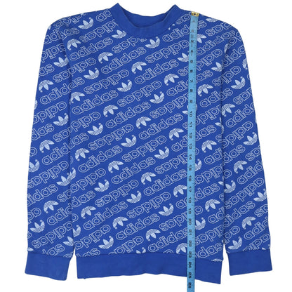Mens UK Size S adidas Blue Pullover Sweatshirt