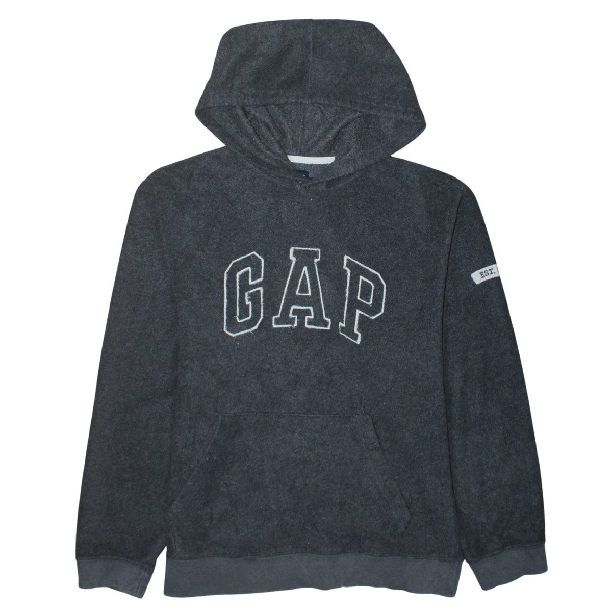 Gap Men Grey Pullover Hoodie M Logo Fleece Sweatshirt