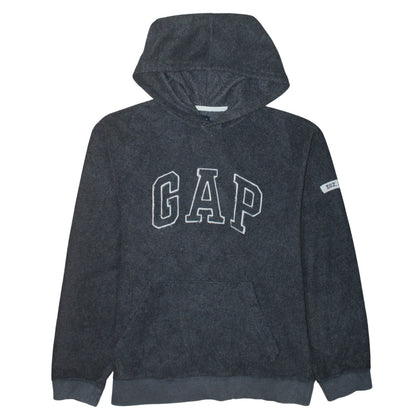 Gap Men Grey Pullover Hoodie M Logo Fleece Sweatshirt