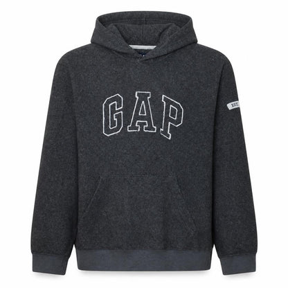 Gap Men Grey Pullover Hoodie M Logo Fleece Sweatshirt