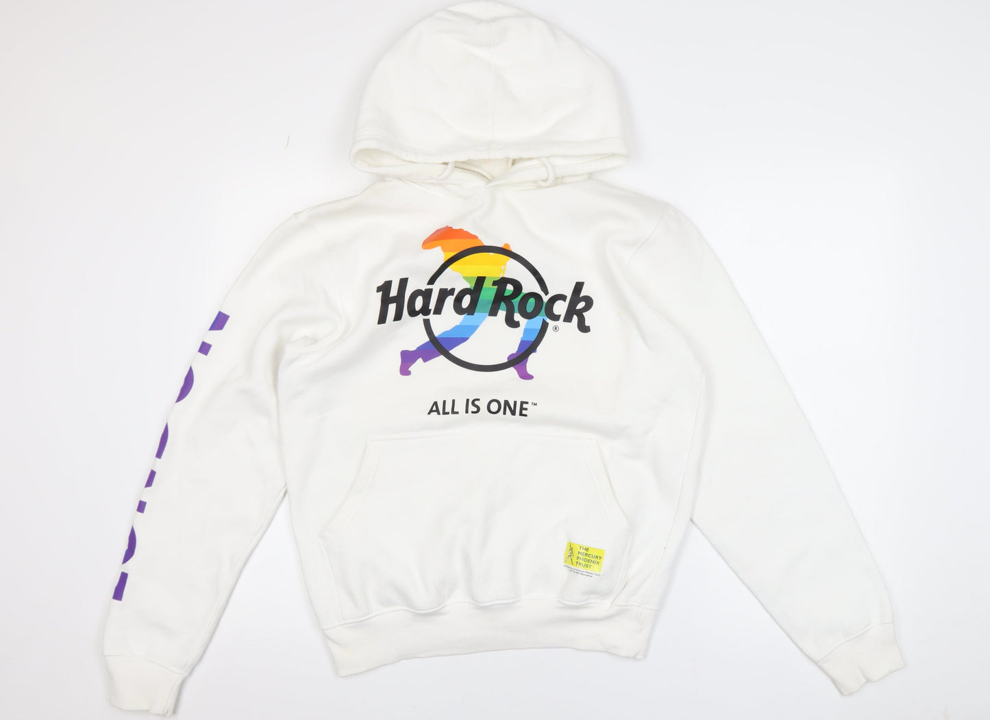 Mens UK Size M Hard Rock White Pullover Hoodie