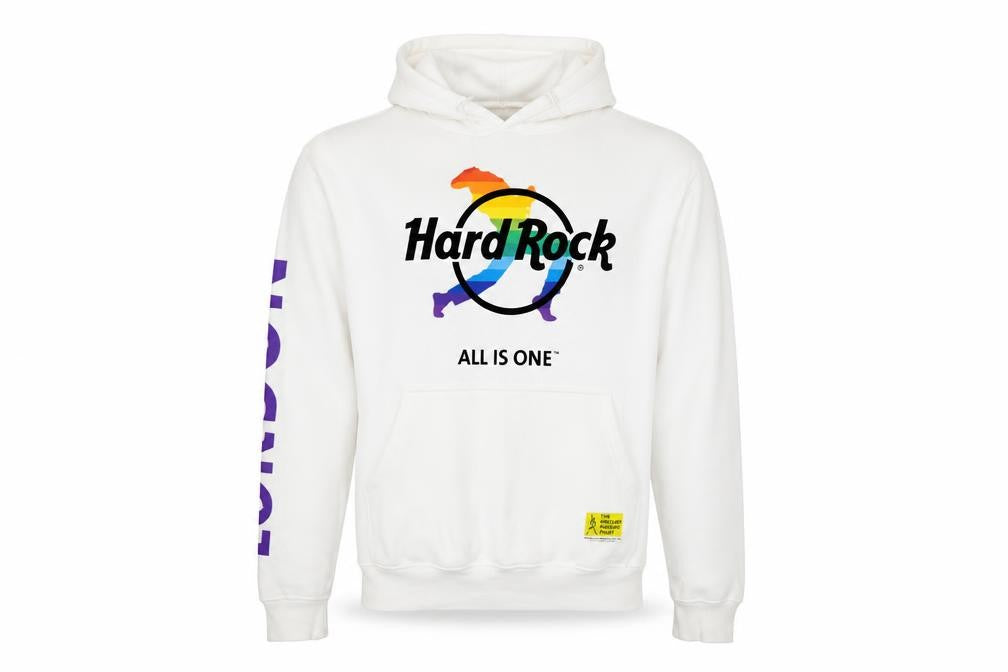 Mens UK Size M Hard Rock White Pullover Hoodie