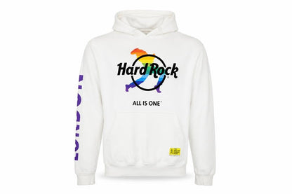 Mens UK Size M Hard Rock White Pullover Hoodie