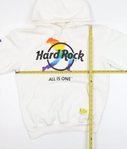 Mens UK Size M Hard Rock White Pullover Hoodie