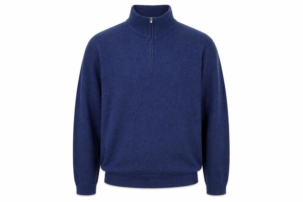 Hudson River Men’s Blue Cotton Blend 1/4 Zip Jumper XL