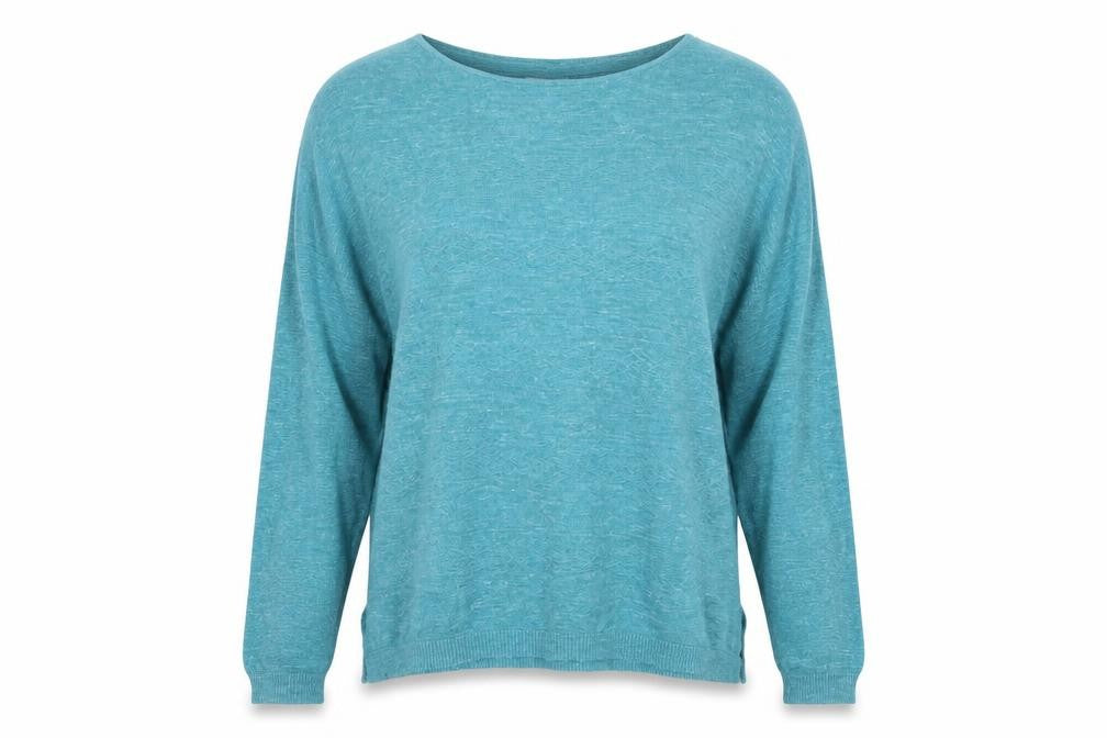 FatFace Women Green Linen Cotton Crew Neck Jumper Size 12