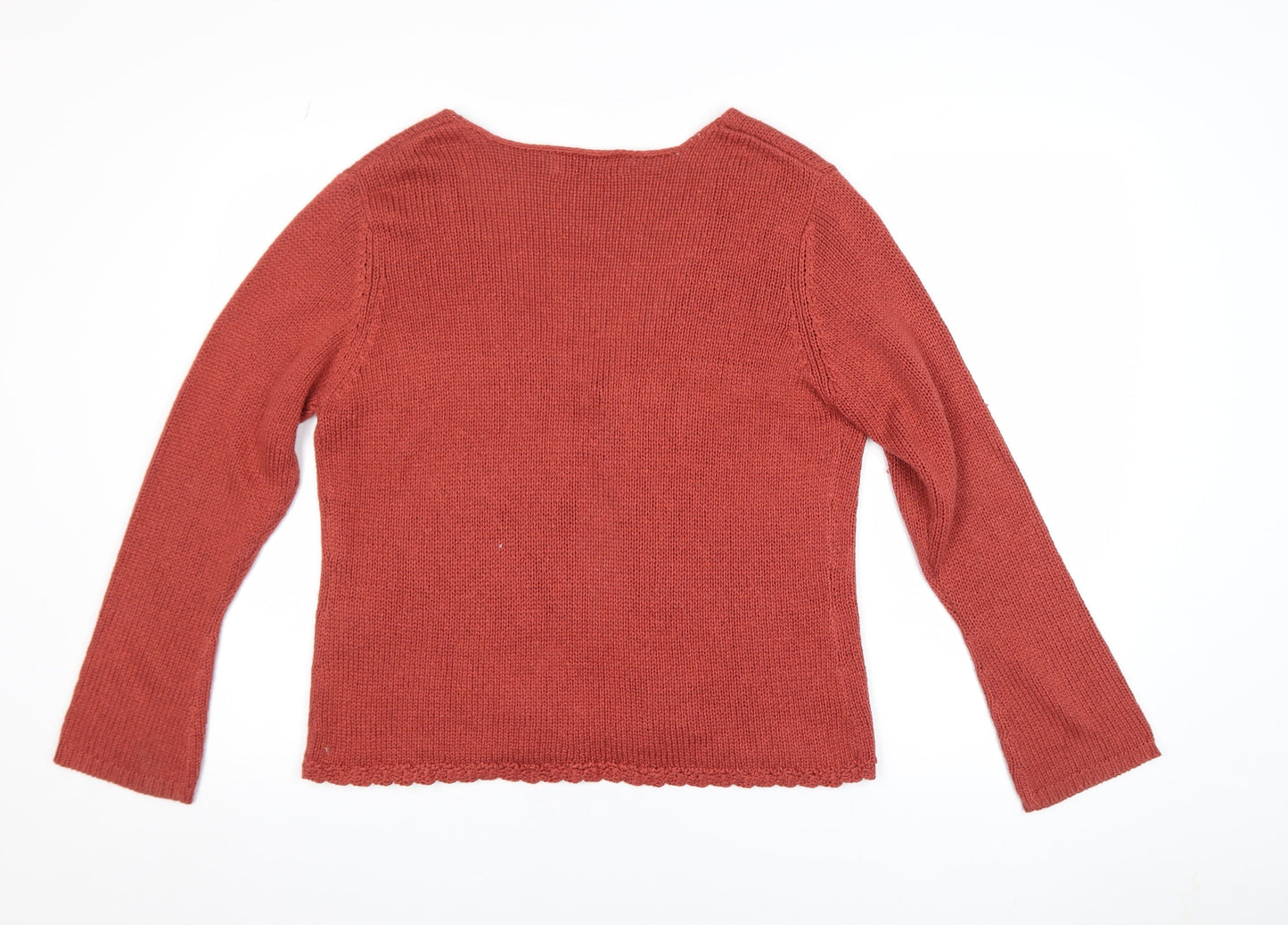 Womens UK Size 14/16 EWM Brown Cardigan Jumper