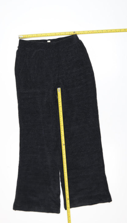 Marks and Spencer Womens Black XS Wide-Leg Knit Trousers