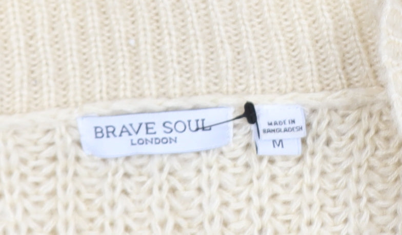 Womens UK Size M Brave Soul Beige Cardigan Jumper