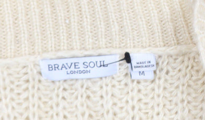 Womens UK Size M Brave Soul Beige Cardigan Jumper