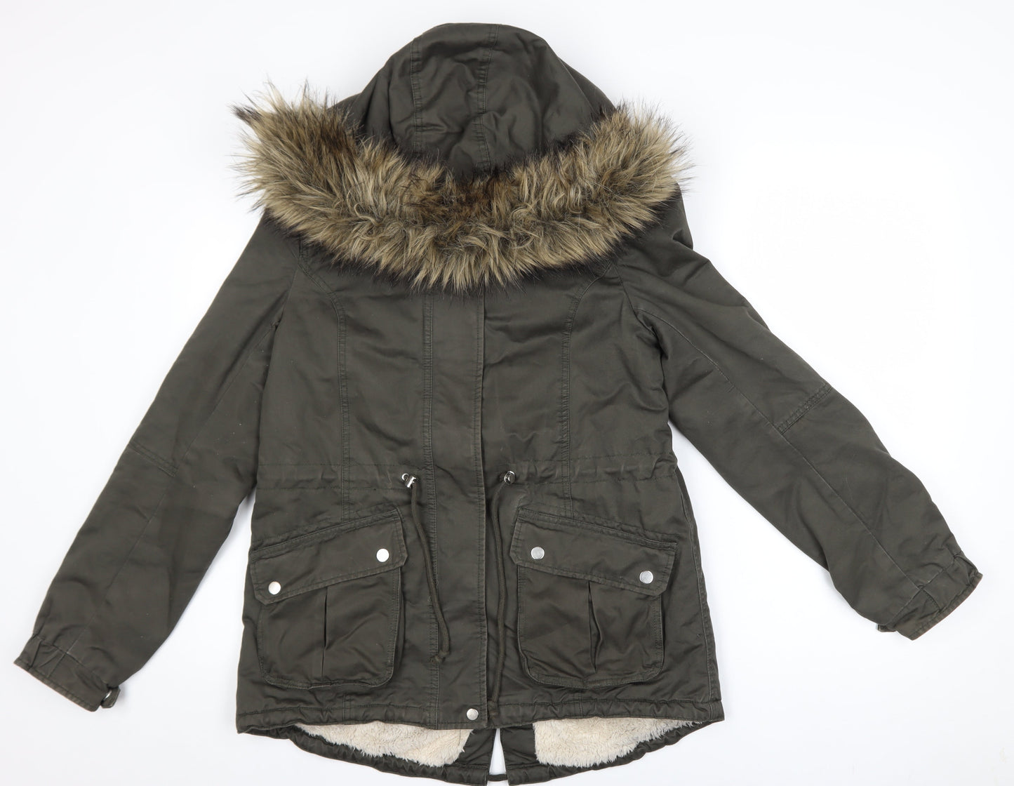 Womens UK Size 10 Divided Green Parka Coat