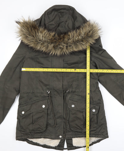Womens UK Size 10 Divided Green Parka Coat