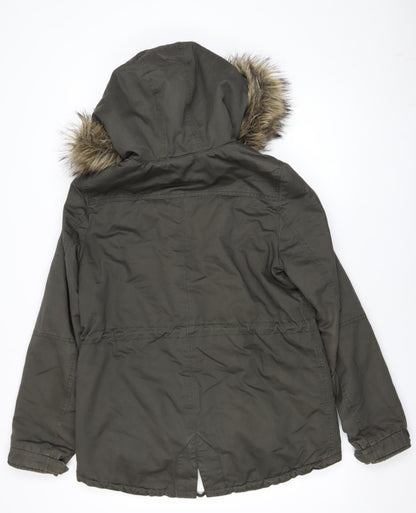 Womens UK Size 10 Divided Green Parka Coat