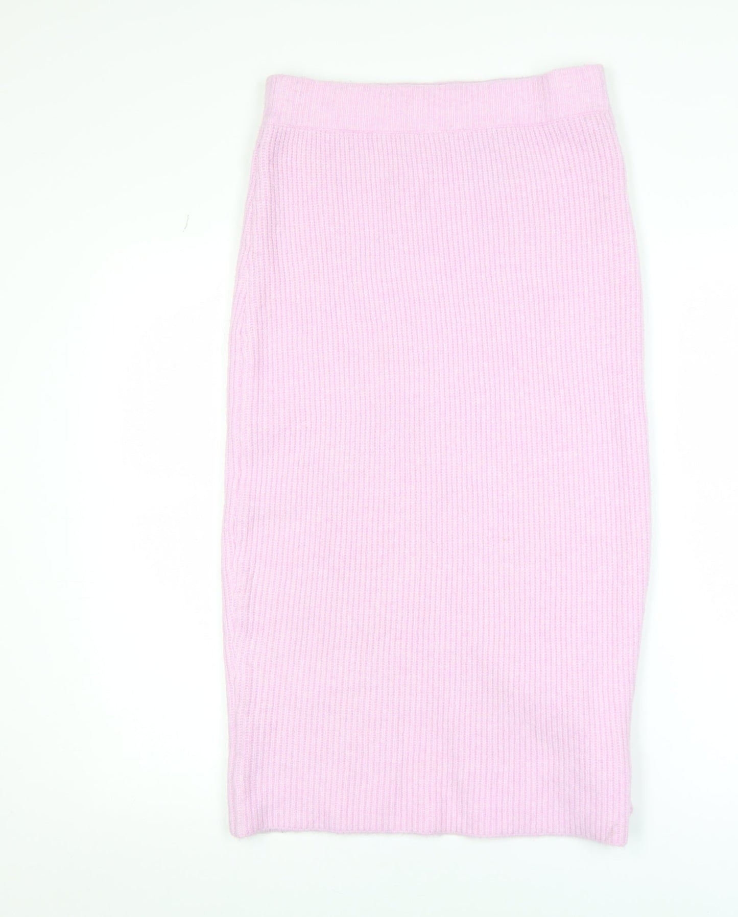 H&M Women Pink Ribbed Knit Midi Pencil Skirt Size S