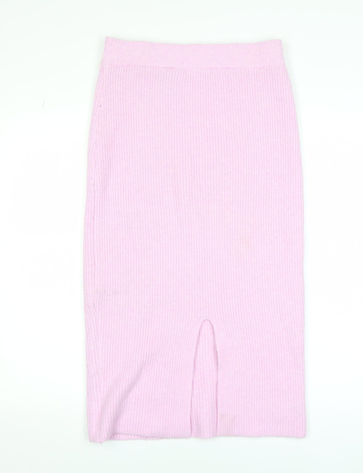 H&M Women Pink Ribbed Knit Midi Pencil Skirt Size S