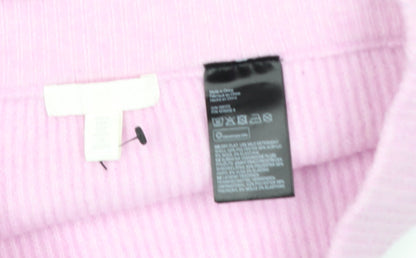 H&M Women Pink Ribbed Knit Midi Pencil Skirt Size S