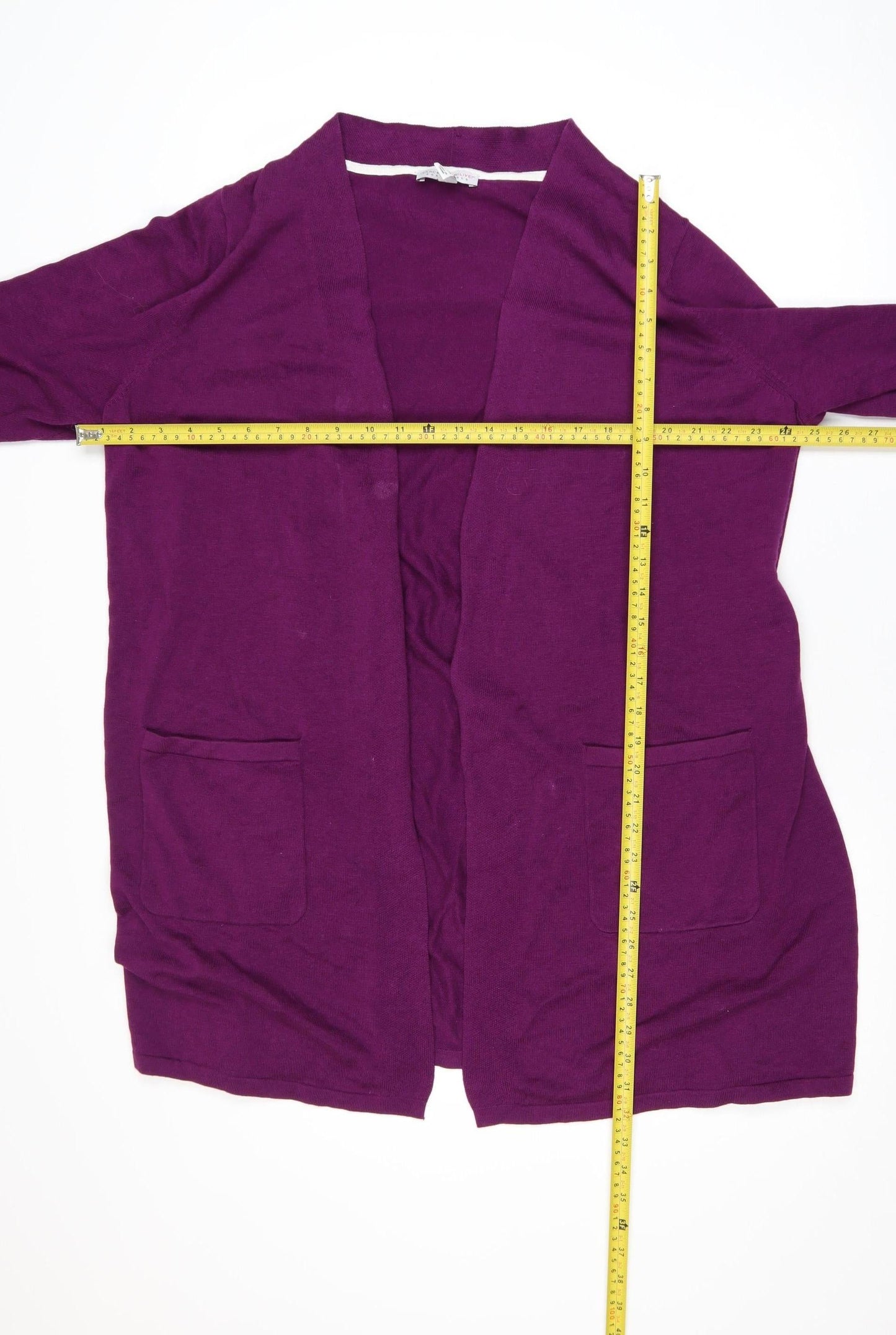 Isaac Mizrahi Live! Women’s Purple 3XL Open Knit Long Sleeve Cardigan