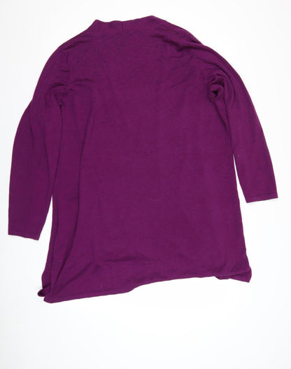 Isaac Mizrahi Live! Women’s Purple 3XL Open Knit Long Sleeve Cardigan