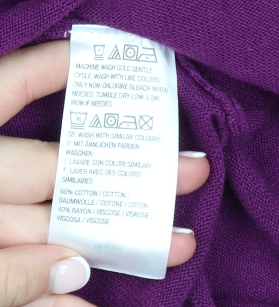 Isaac Mizrahi Live! Women’s Purple 3XL Open Knit Long Sleeve Cardigan