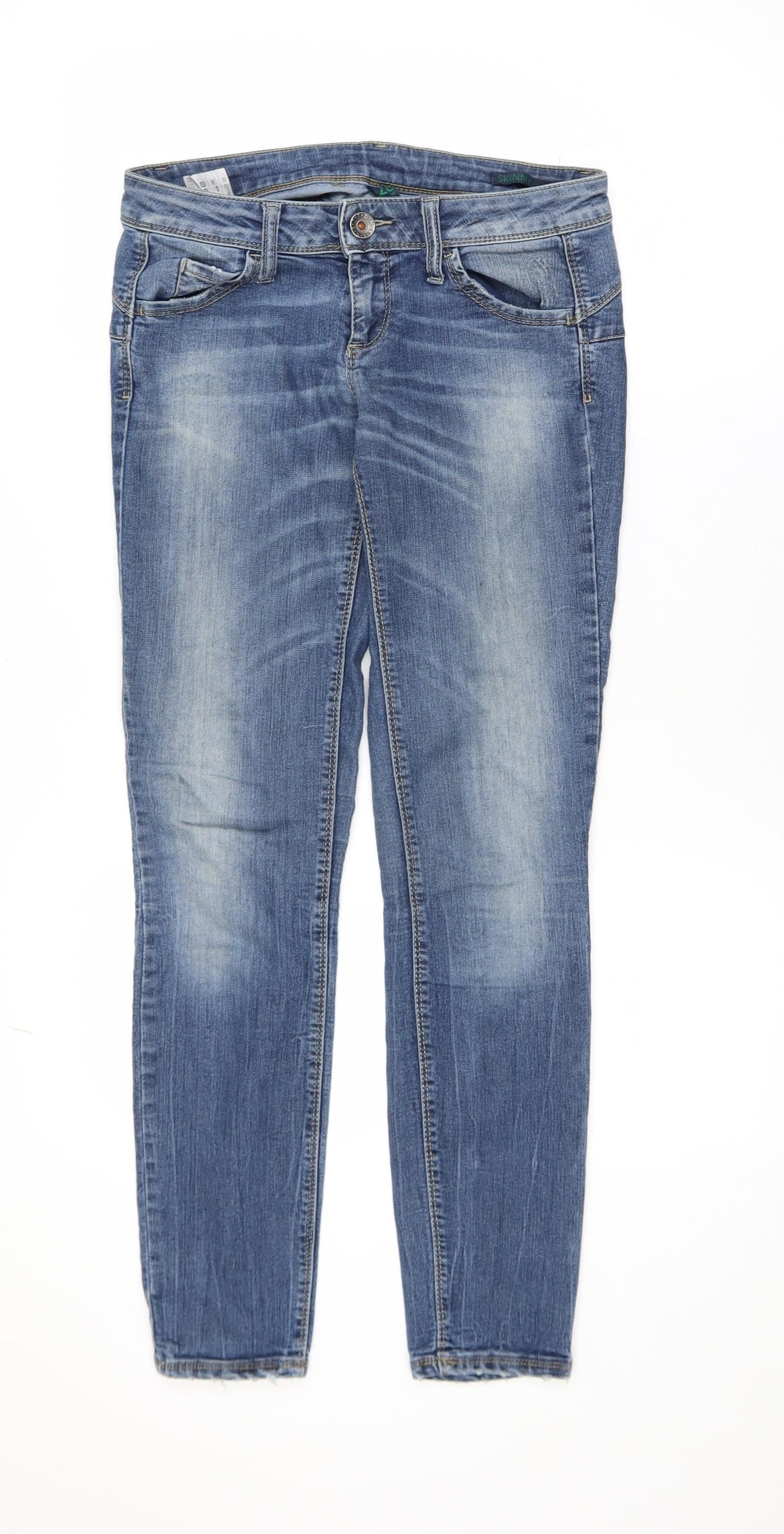 Womens UK Size 28 Benetton Slim Fit Skinny Blue Jeans