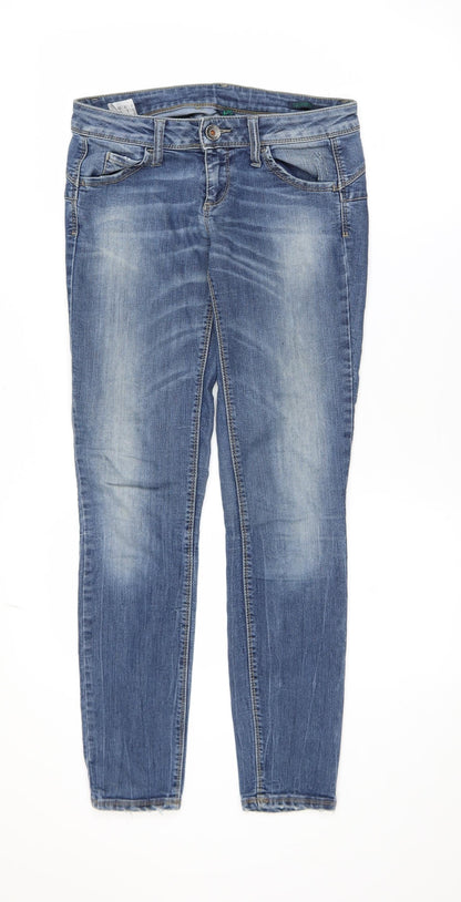 Womens UK Size 28 Benetton Slim Fit Skinny Blue Jeans