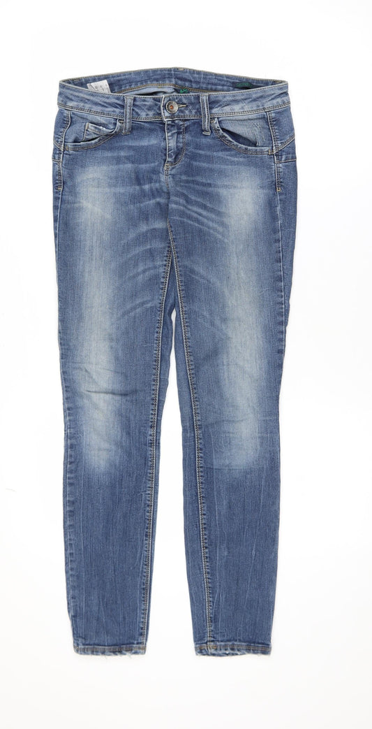 Womens UK Size 28 Benetton Slim Fit Skinny Blue Jeans