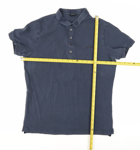 Diesel Men's Blue Cotton Polo Shirt Size L Short Sleeve