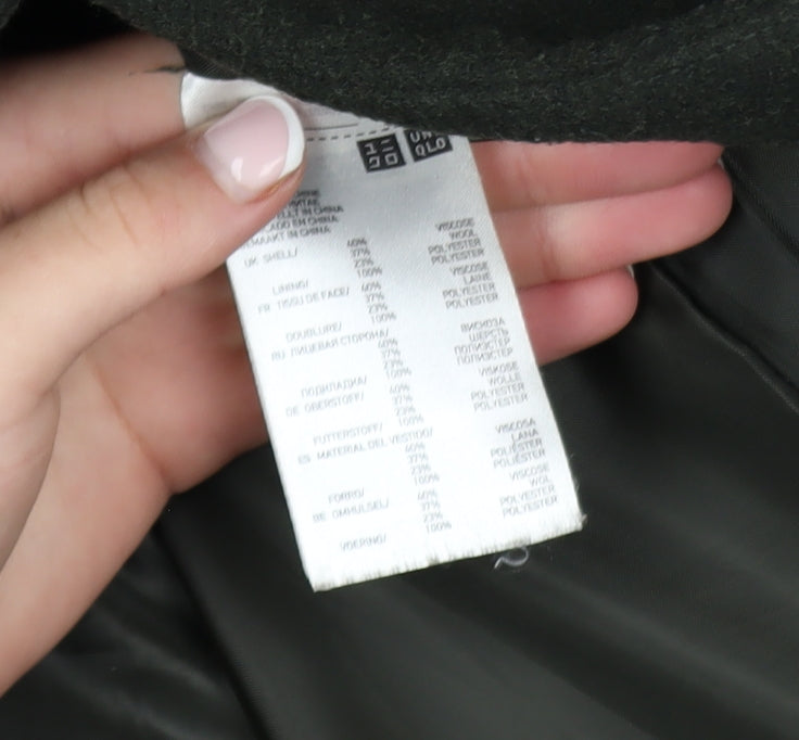 Womens UK Size L Uniqlo Black Overcoat