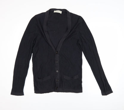 Pringle of Scotland Men’s Black Cotton Silk Cardigan S Slim Fit