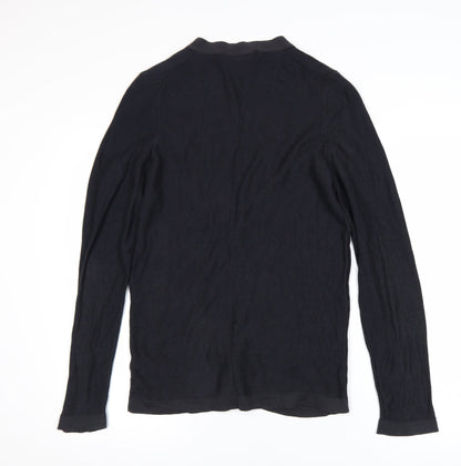 Pringle of Scotland Men’s Black Cotton Silk Cardigan S Slim Fit