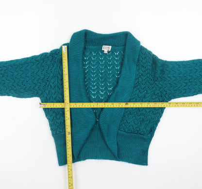 Etam Women’s Green Open Knit Mohair Blend Cardigan UK 10