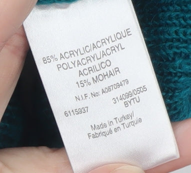 Etam Women’s Green Open Knit Mohair Blend Cardigan UK 10