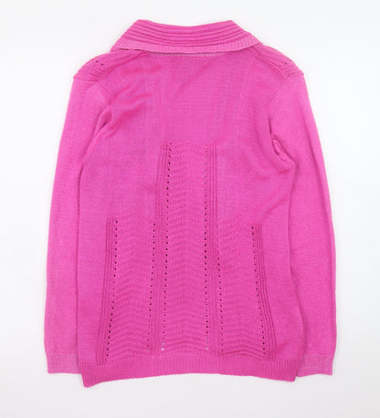 Womens UK Size S Elegant Pink Cardigan Jumper